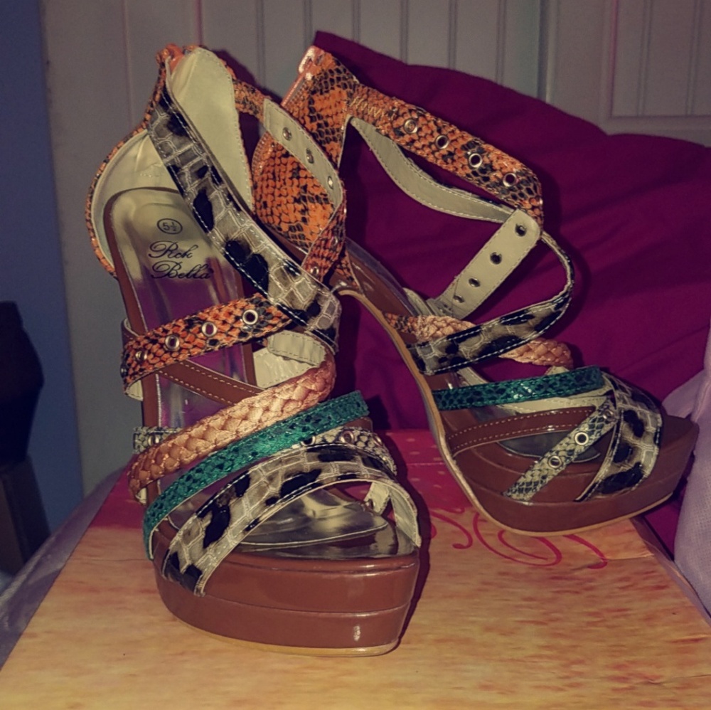 Six inch colorful printed heels
